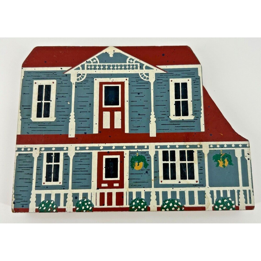 Vintage Wood Block Victorian House ~ Village Shelf/Sill Sitter~ Cat's Meow Style